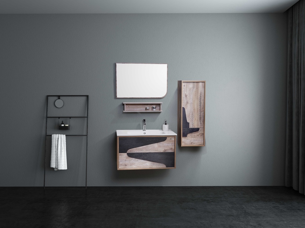 مغسله خشب  80-D-1652 حوض 80سم لون رمادي بيج