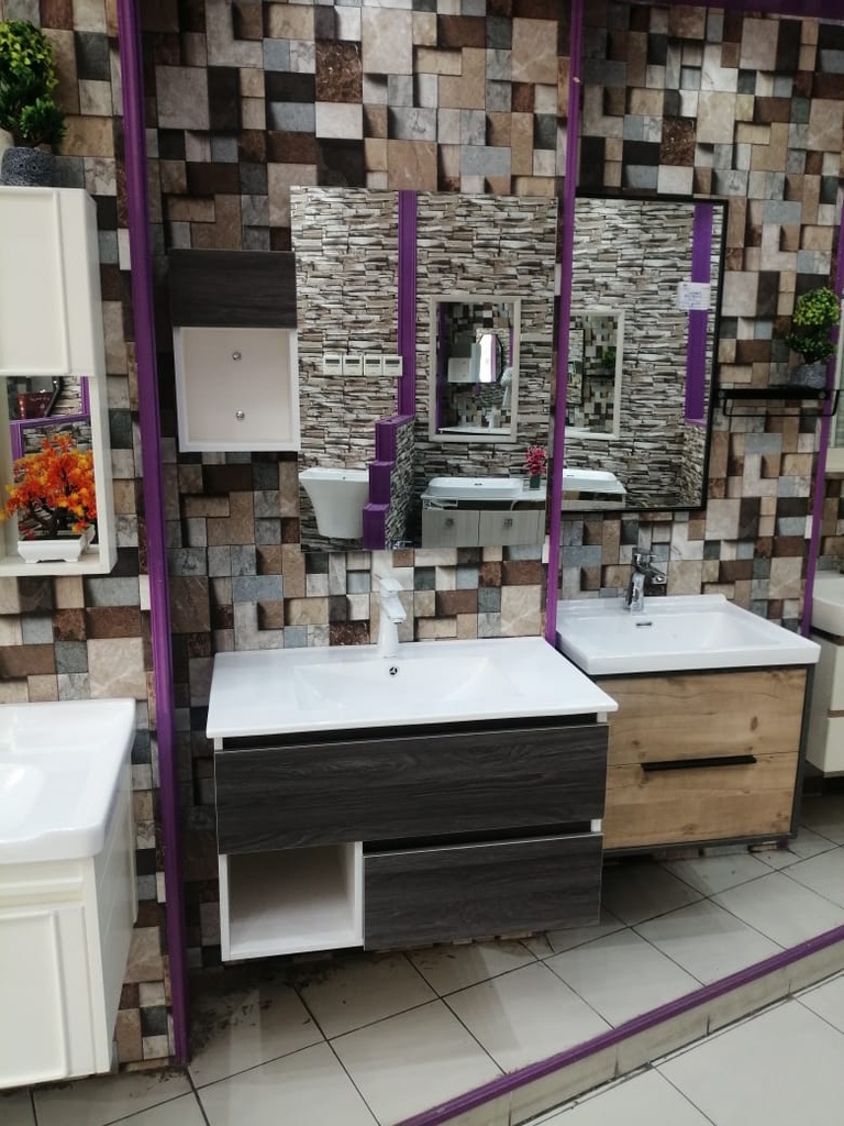 مغسلة خشب PLYWOOD حوض  OS230534 مع صيدلية ومراية ليد 80 سم