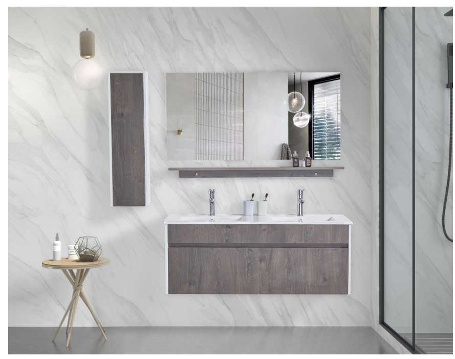 مغسلة خشب PLYWOOD حوض  OS230542 مع صيدلية ومراية 120 سم