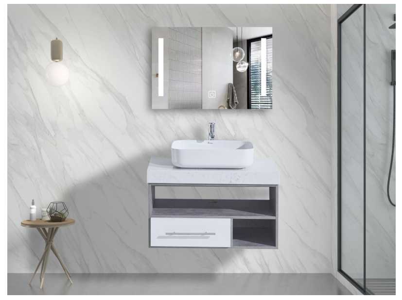 مغسلة خشب PLYWOOD حوض  OS230580  ومراية ليد 80 سم