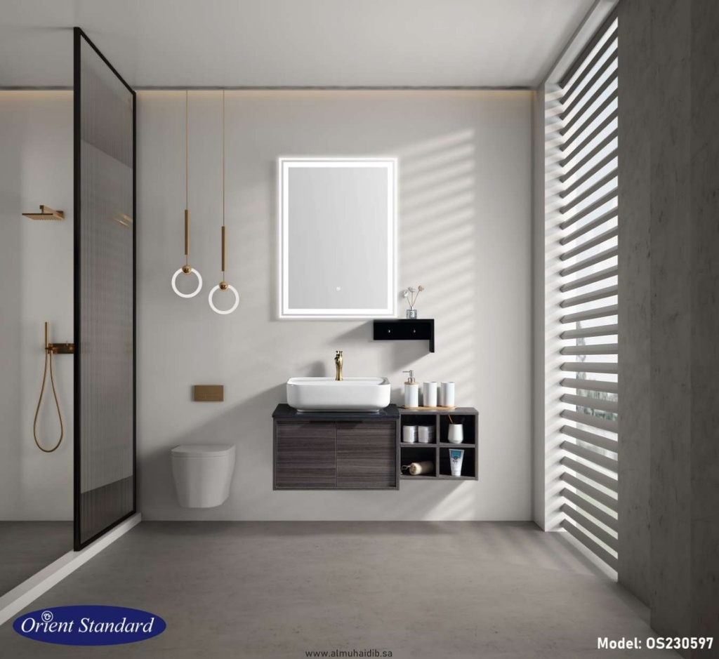 مغسلة دولاب خشب  موديل OS230597  مع صيدلية ومراية ليد 60سم