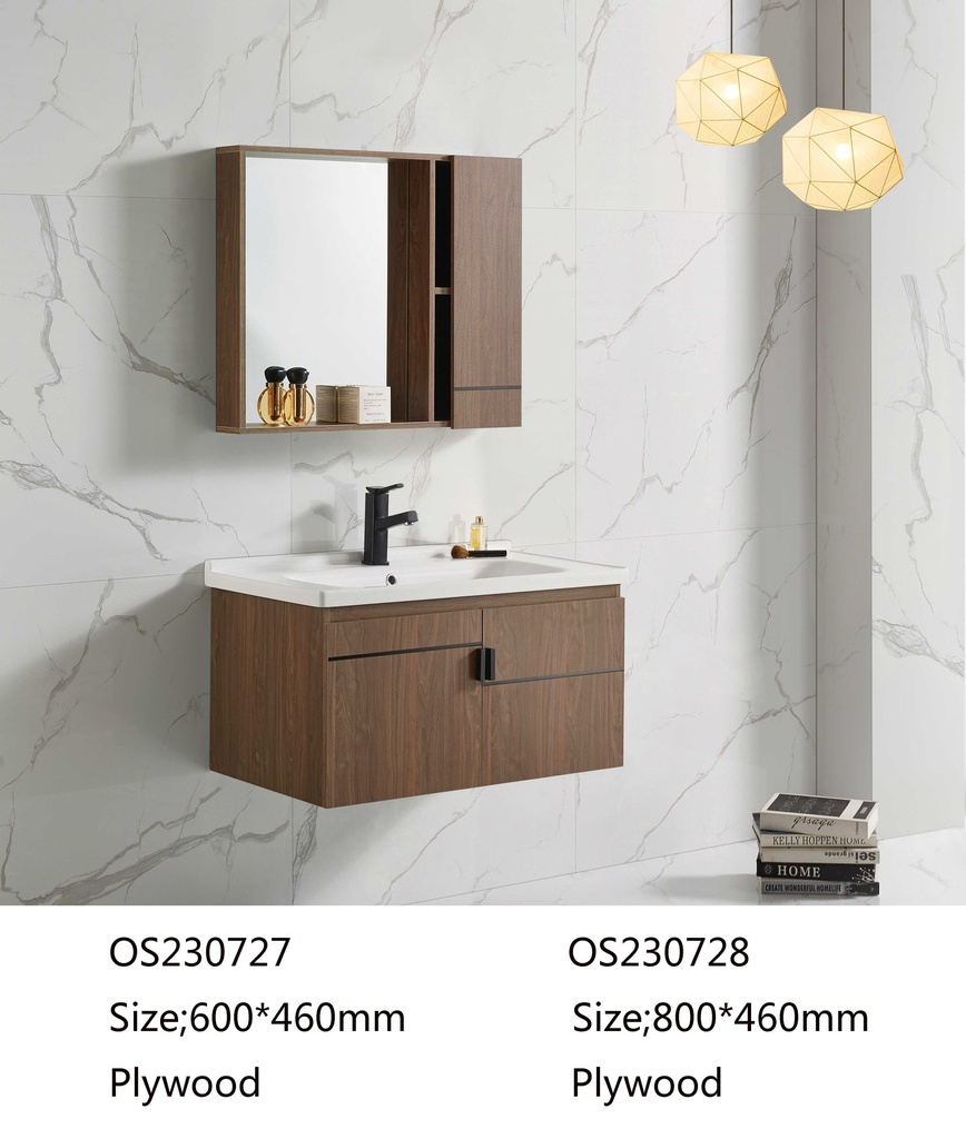 مغسلة  م OS230728 خشب PW مع كبينة ومراية صيدلية 80*46 سم لون   197110-5