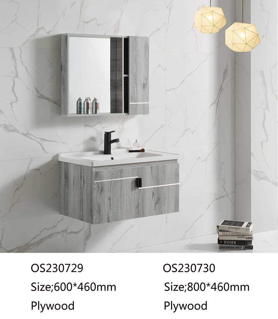 مغسلة  م OS230730 خشب PW مع كبينة ومراية صيدلية 80*46 سم لون   197103-5