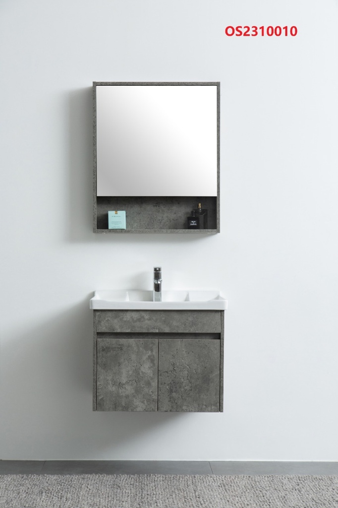 مغسلة دولاب خشب OS2310010   لون رمادي غامق مع  صيدليةمراية  60 سم 