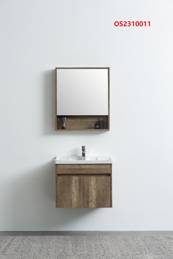 مغسلة دولاب خشب OS2310011 لون خشبي فاتح مع صيدلية مراية 60 سم 