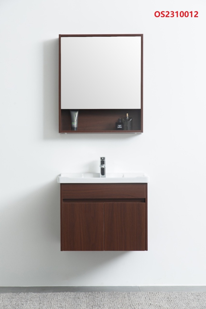 مغسلة دولاب خشب OS2310012   لون  خشبي غامق مع صيدلية مراية  60 سم 
