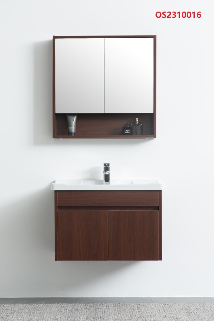 مغسلة دولاب خشب OS2310016   لون  خشبي غامق مع صيدلية مراية  80 سم 