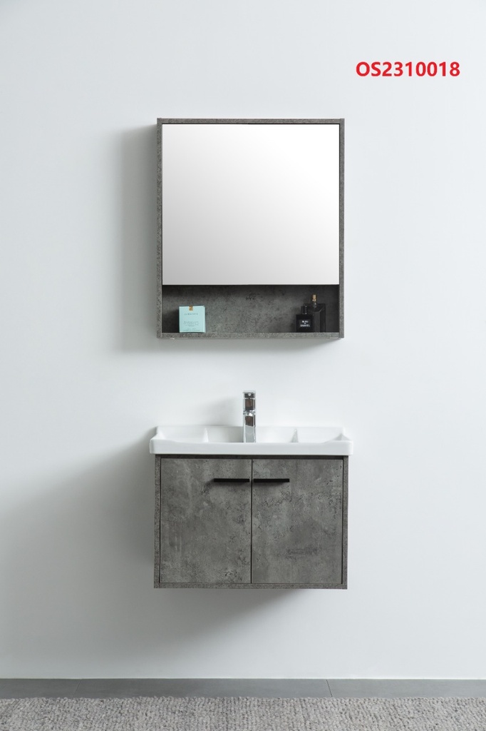 مغسلة دولاب خشب OS2310018 لون رمادي غامق مع صيدلية مراية  60 سم 