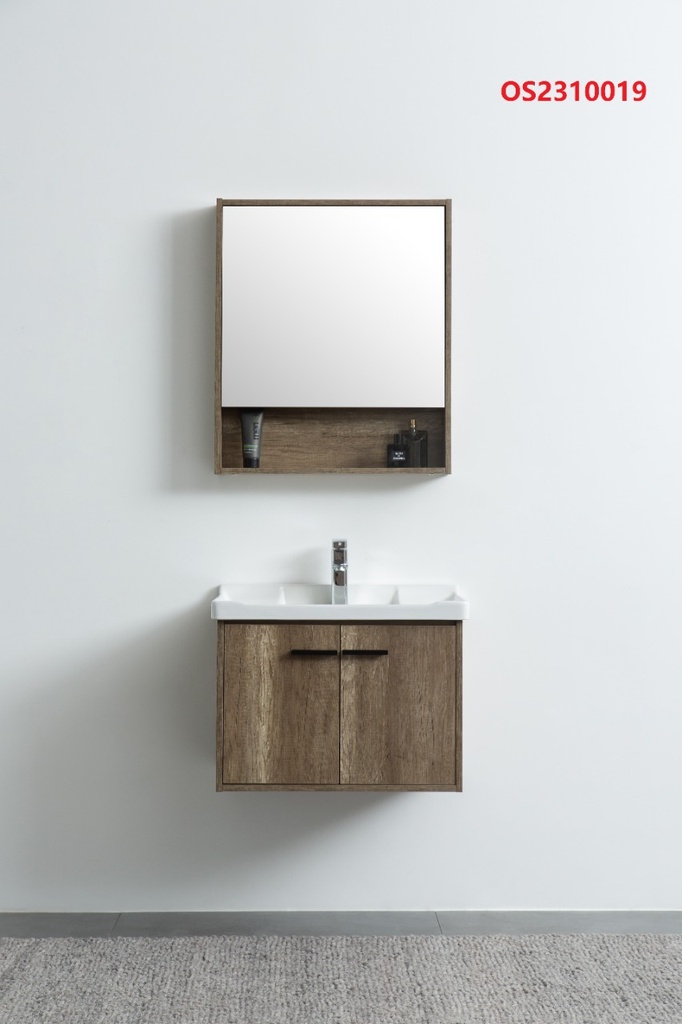 مغسلة دولاب خشب OS2310019   لون  خشبي فاتح مع  صيدلية مراية  60 سم 