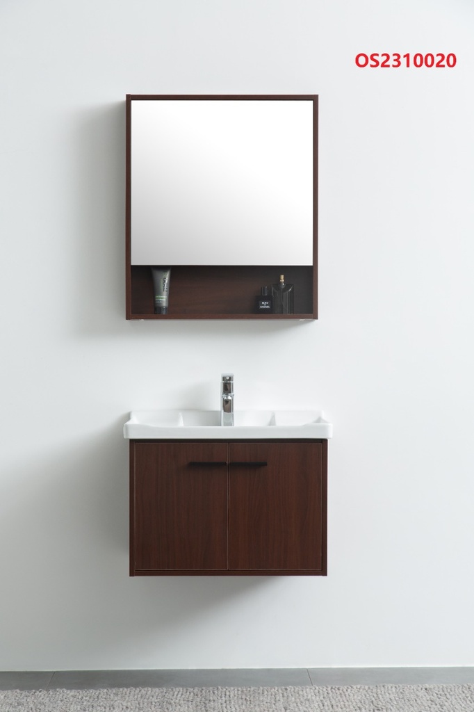 مغسلة دولاب خشب OS2310020   لون  خشبي غامق مع صيدلية مراية  60 سم 