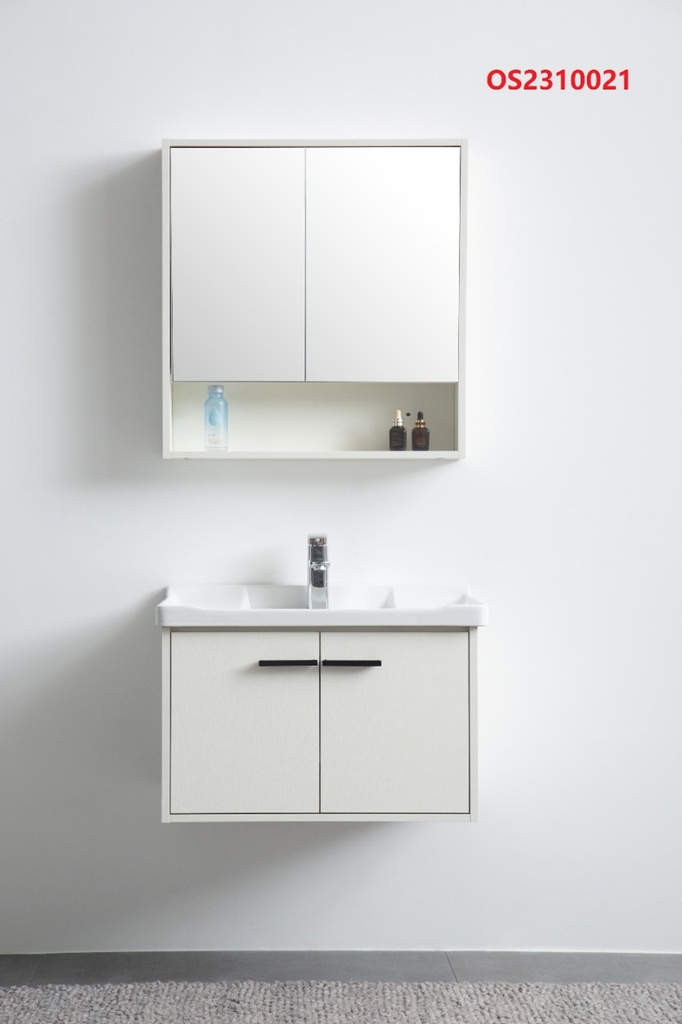 مغسلة دولاب خشب OS2310021   لون أبيض مع صيدلية مراية  80 سم 