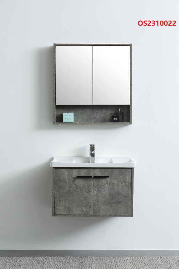 مغسلة دولاب خشب OS2310022   لون رمادي غامق مع صيدلية مراية  80 سم 