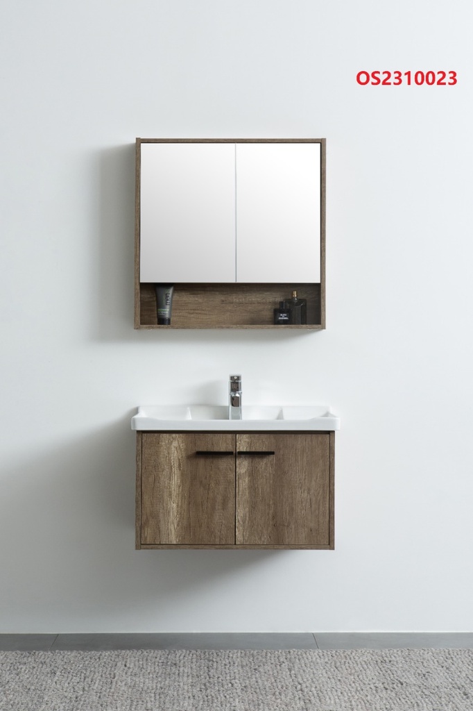 مغسلة دولاب خشب OS2310023   لون  خشبي فاتح مع  صيدلية مراية  80 سم 