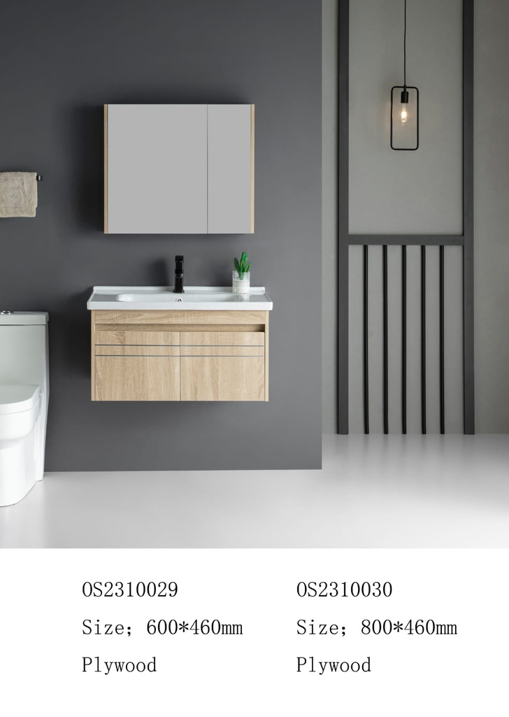 مغسلة خشب OS2310030 KD PW خشبي 80 سم مع صيدلية بمراية