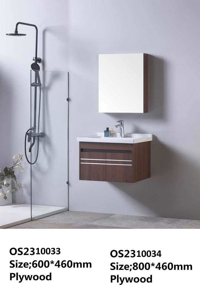 مغسلة خشب OS2310034 KD PW خشبي غامق 80 سم مع صيدلية بمراية