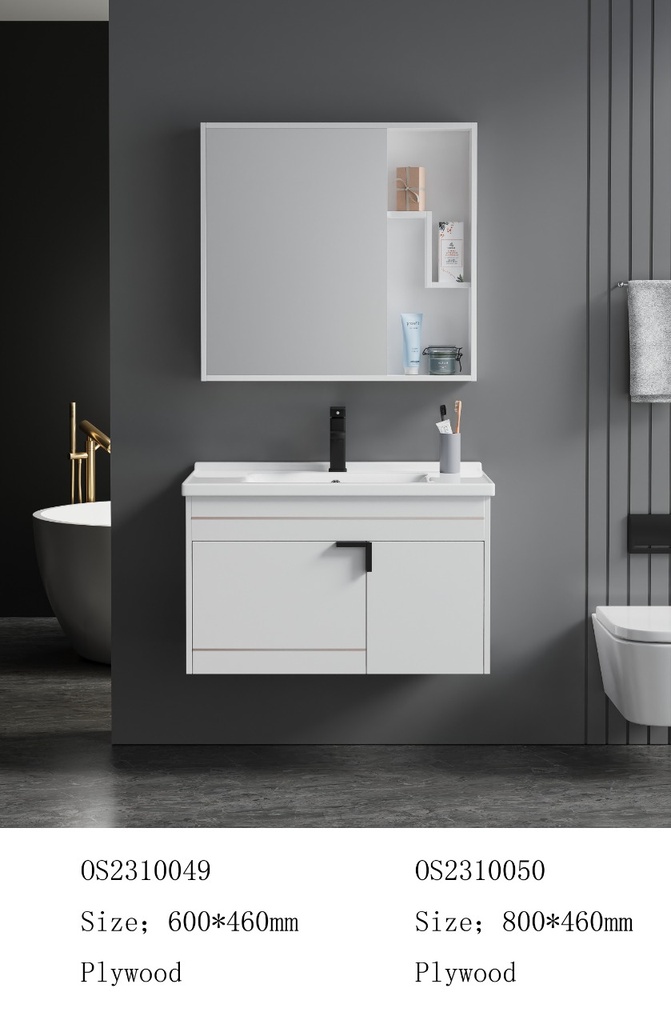 مغسلة  م OS2310049 خشب PW مع كبينة ومراية صيدلية 60*46 سم لون أبيض