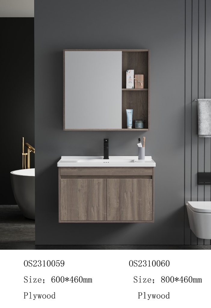 مغسلة خشب OS2310060 KD PW خشبي 80 سم مع صيدلية بمراية