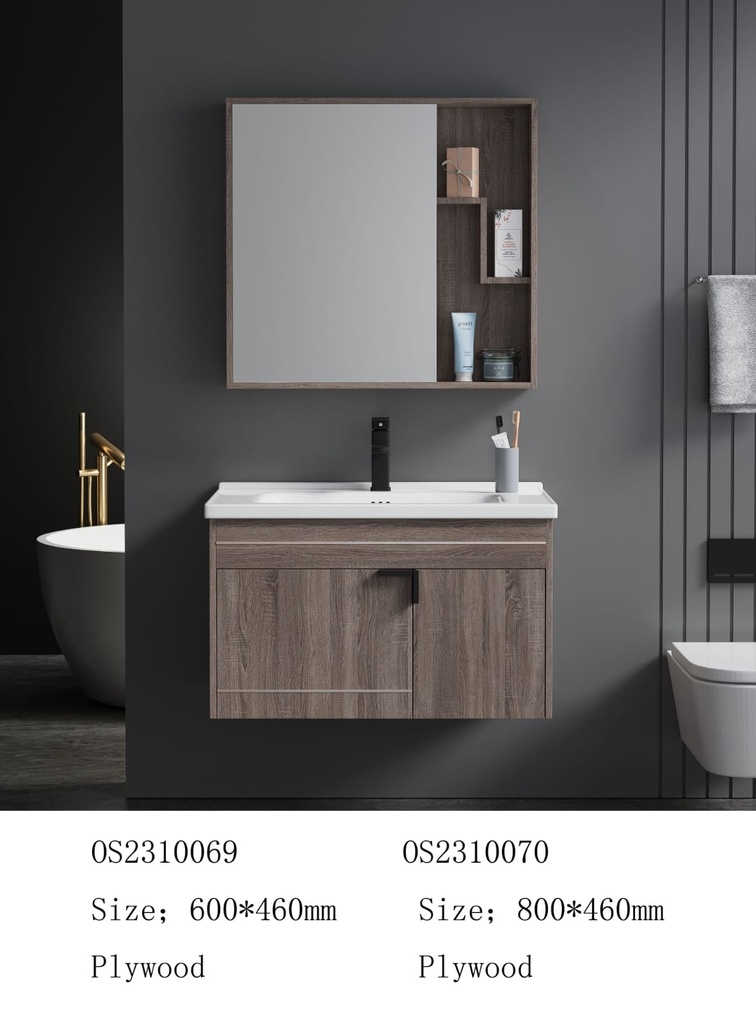 مغسلة خشب OS2310070 KD PW خشبي فاتح 80 سم مع صيدلية بمراية