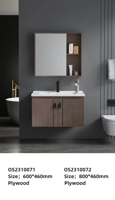 مغسلة خشب OS2310072 KD PW خشبي غامق 80 سم مع صيدلية بمراية