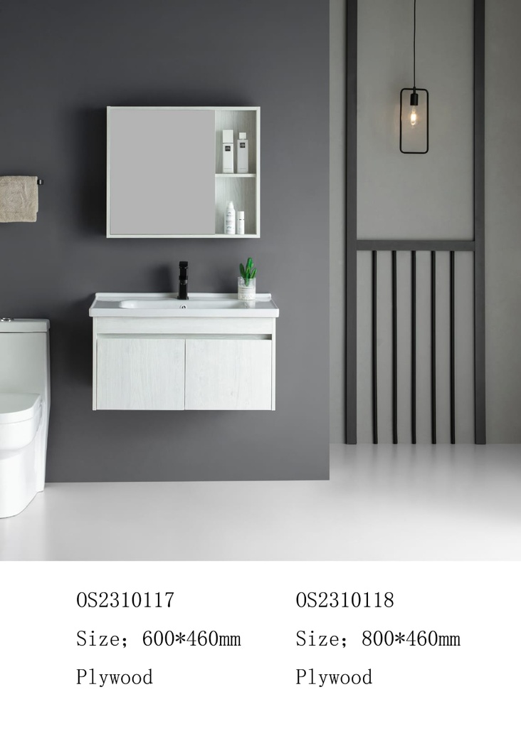 مغسلة خشب OS2310118 KD PW ابيض خشبي 80 سم مع صيدلية بمراية