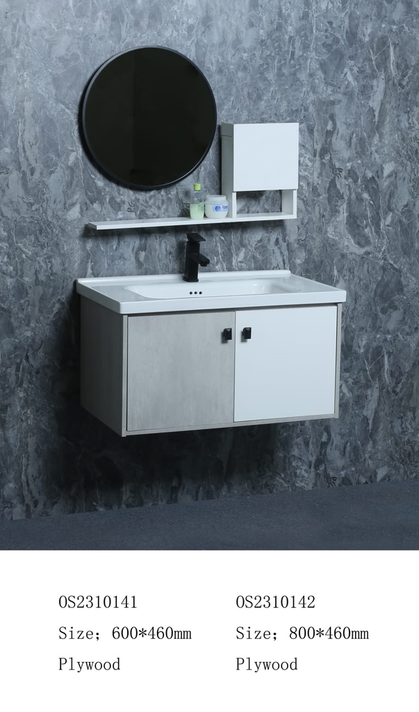 مغسلة خشب OS2310141 KD PW صيني ORIENT STANDARD ابيض+رمادي 60 سم مع صيدلية بمراية