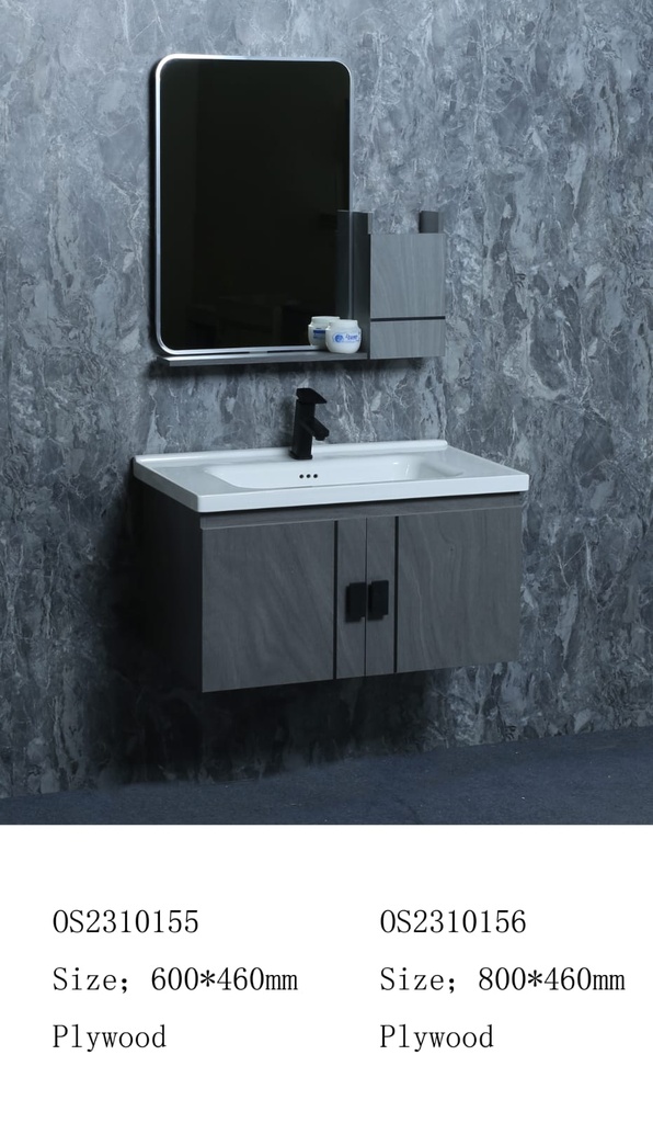 مغسلة خشب OS2310156 KD PW صيني ORIENT STANDARD رمادي  80 سم مع صيدلية ومراية