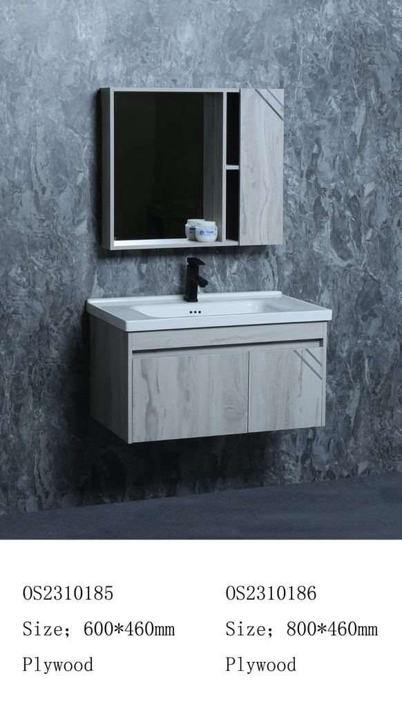 مغسلة خشب OS2310186 KD PW صيني ORIENT STANDARD خشبي رمادي 80 سم مع صيدلية بمراية