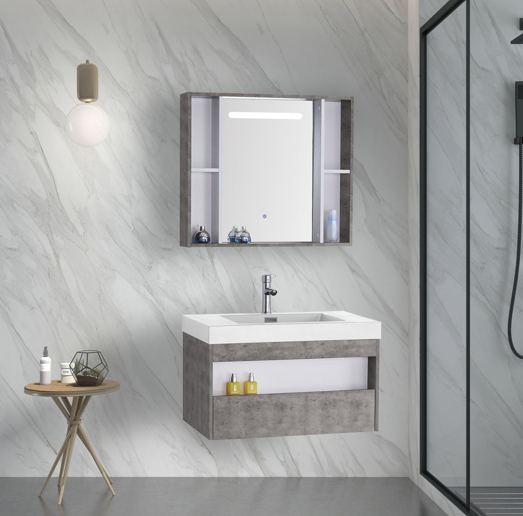 مغسلة دولاب خشب  موديل OS2320042 مع  ومراية ليد 80سم