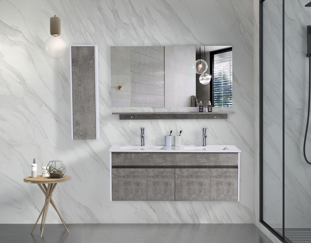 مغسلة خشب PLYWOOD حوض  OS2320044 مع صيدلية ومراية 120 سم color is QG6033 + White