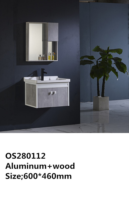 مغسلة دولاب خشب OS280112 PW ابيض رمادي فلتح 60*46 سم