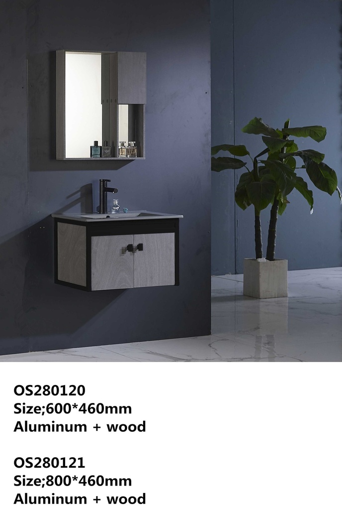 مغسلة دولاب OS280121 PW  اسود + رمادي غامق  أطار ألمونيوم  80*46 سم - Modern Basin with Black color