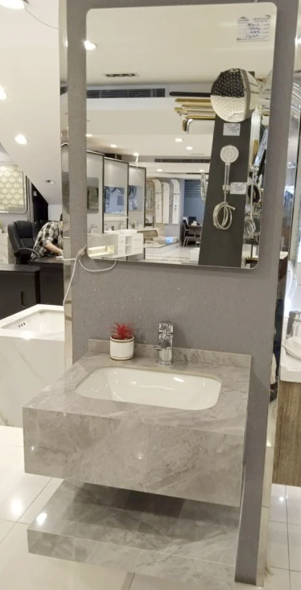 مغسلة ديكور صيني 60 سم رمادي