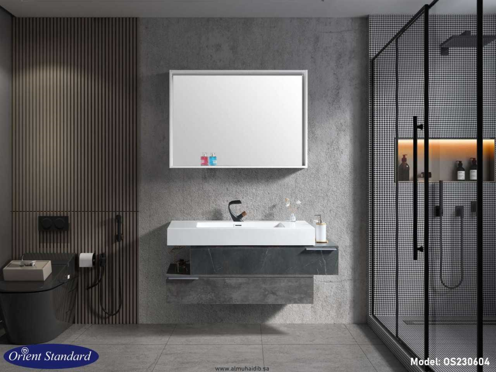 مغسلة  دولاب خشب موديل OS230706   و LED مراية  100سم