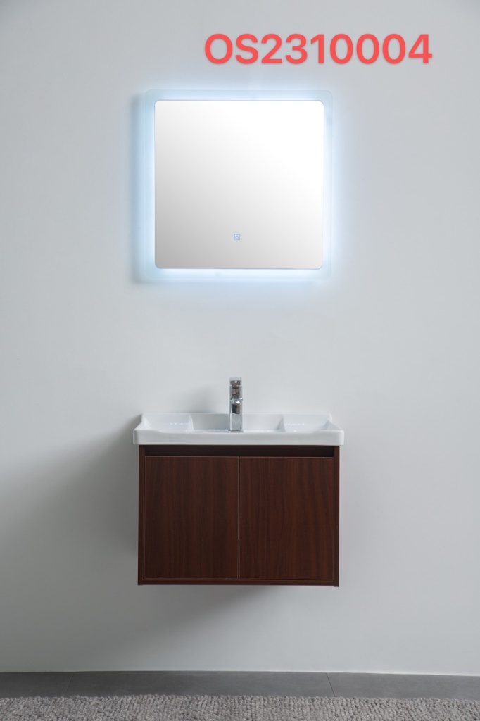 مغسلة دولاب خشب OS2310004   لون  خشبي غامق مع  LED مراية  60 سم