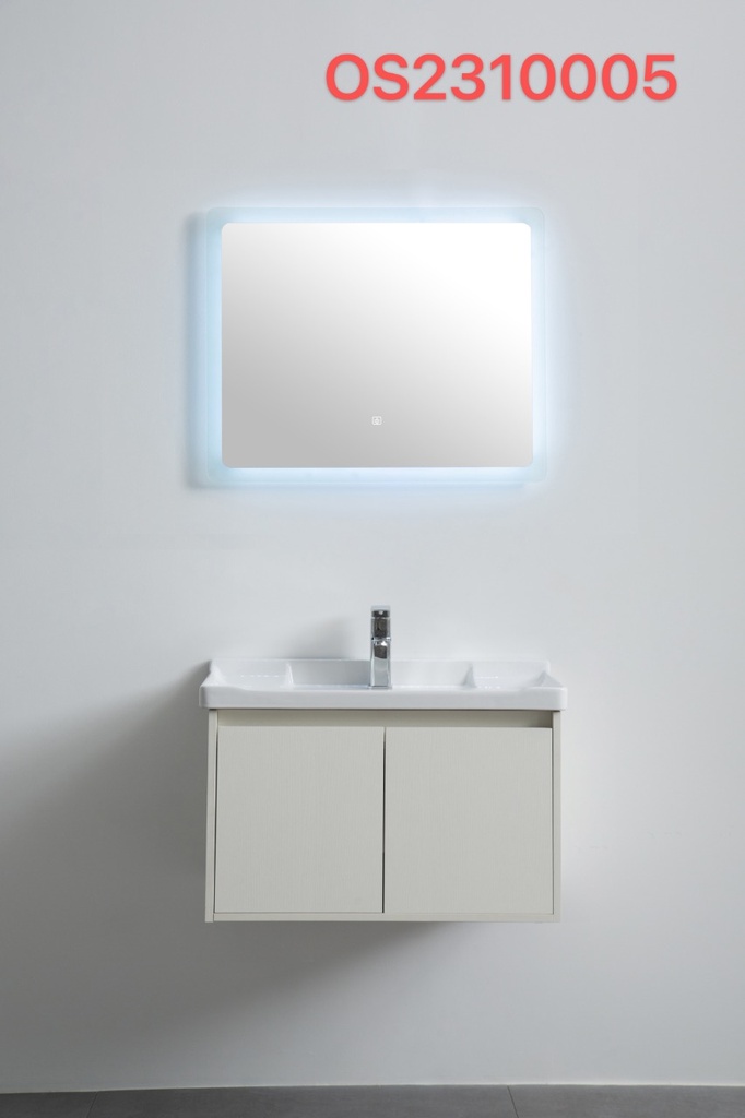 مغسلة دولاب خشب OS2310005   لون أبيض مع  LED مراية  80 سم