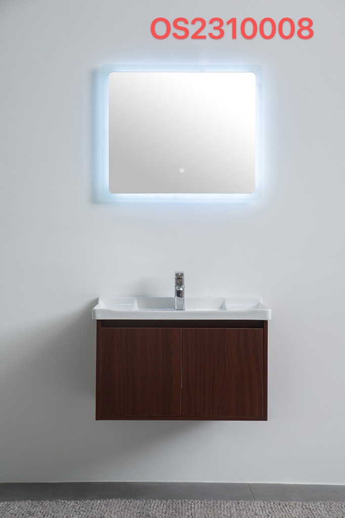 مغسلة دولاب خشب OS2310008   لون  خشبي غامق مع  LED مراية  80 سم