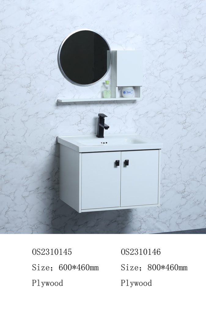 مغسلة خشب OS2310146 KD PW صيني ORIENT STANDARD ابيض 80 سم مع مراية ليد