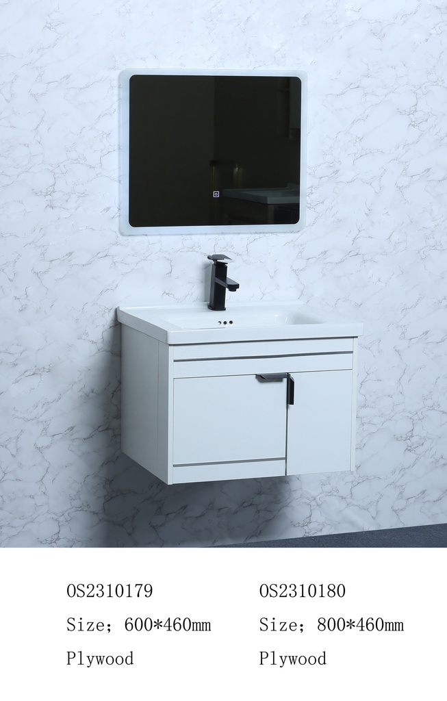 مغسلة خشب OS2310180 KD PW صيني ORIENT STANDARD ابيض 80 سم مع مراية ليد