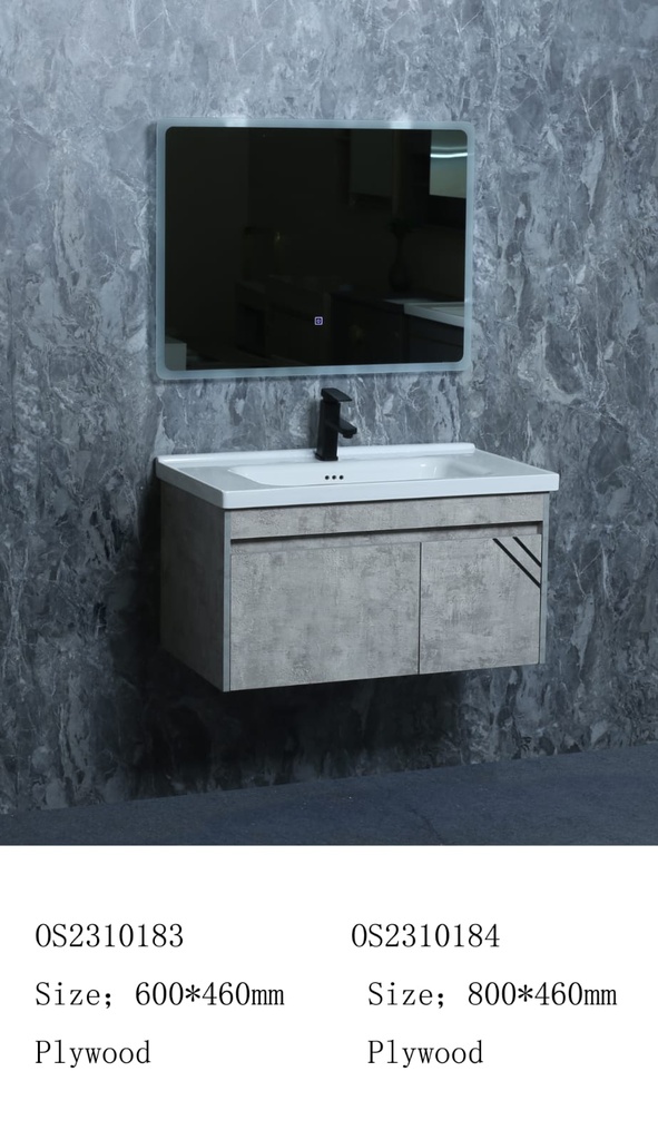 مغسلة خشب OS2310184 KD PW صيني ORIENT STANDARD رمادي فاتح 80 سم مع مراية ليد