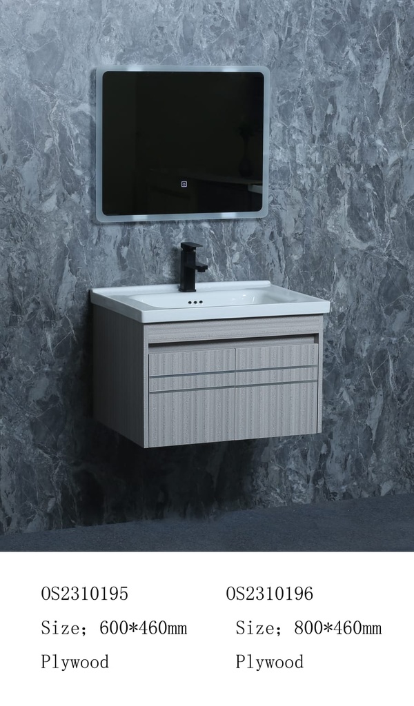 مغسلة خشب OS2310196 KD PW صيني ORIENT STANDARD رمادي 80 سم مع مراية ليد