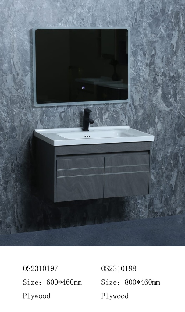 مغسلة خشب OS2310197 KD PW صيني ORIENT STANDARD رمادي 60 سم مع مراية ليد