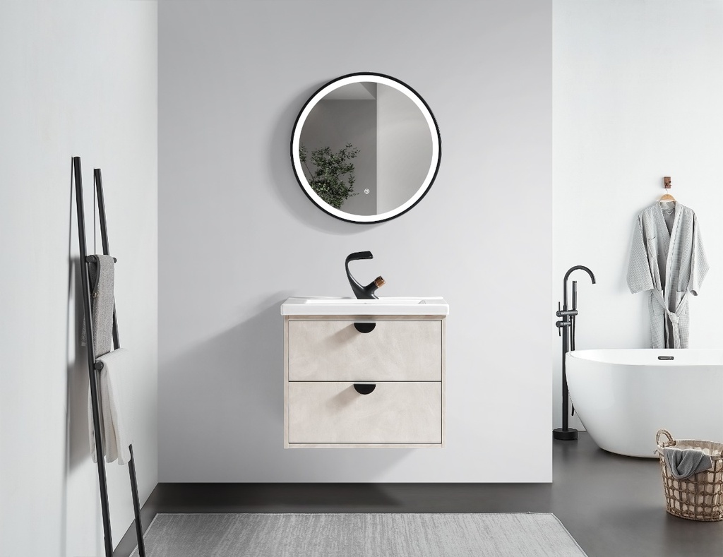 مغسلة  دولاب خشب موديل OS2320048 رمادي فاتح ومراية ليد 60سم