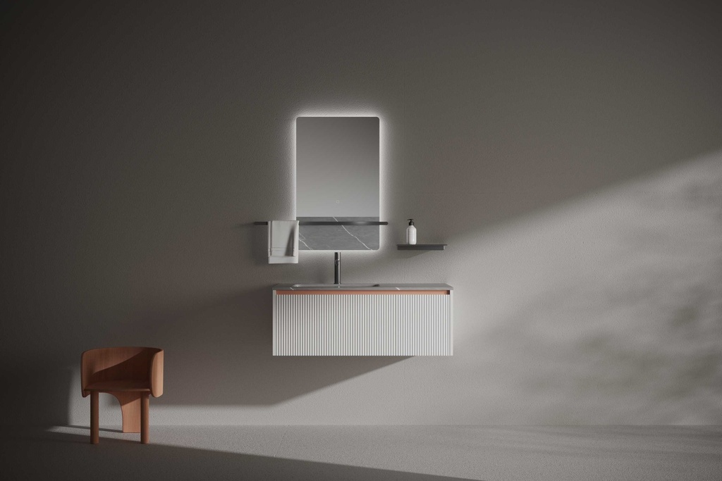 مغسلة دولاب خشب RR2032 PW  أبيض  53*100 سم مع LED مراية