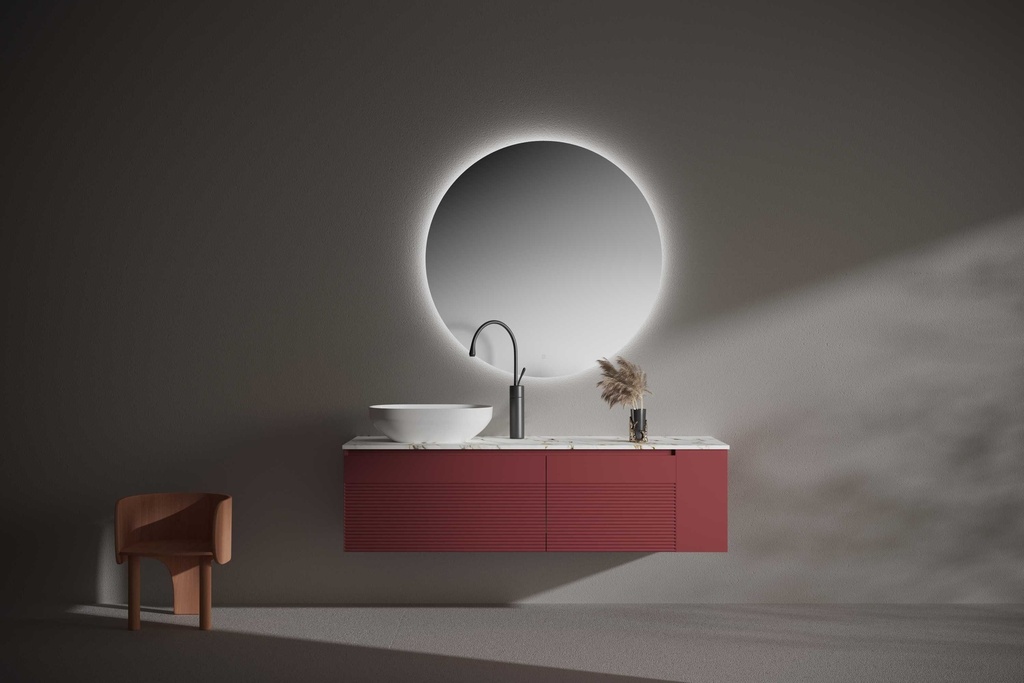 مغسلة دولاب خشب RR2035 PW احمر 53*150 سم مع LED مراية