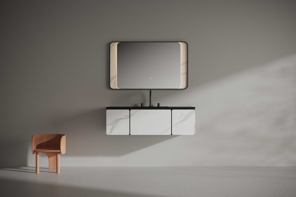 مغسلة دولاب خشب RR2038 PW أبيض مرخم 53*120 سم مع LED مراية