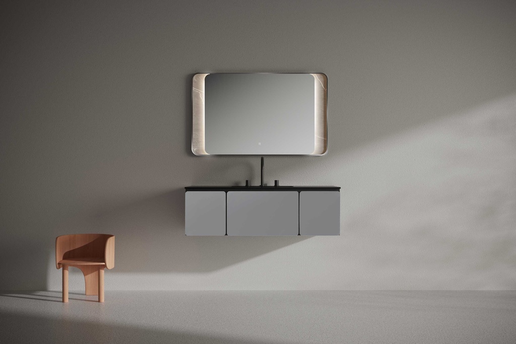 مغسلة دولاب خشب RR2039 PW رمادي 53*120 سم مع LED مراية