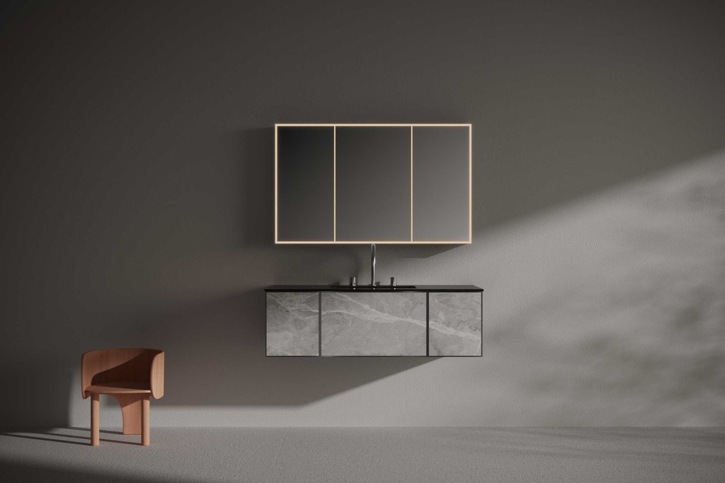 مغسلة دولاب خشب RR2041 PW رصاصي مرخم 53*120 سم مع LED مراية