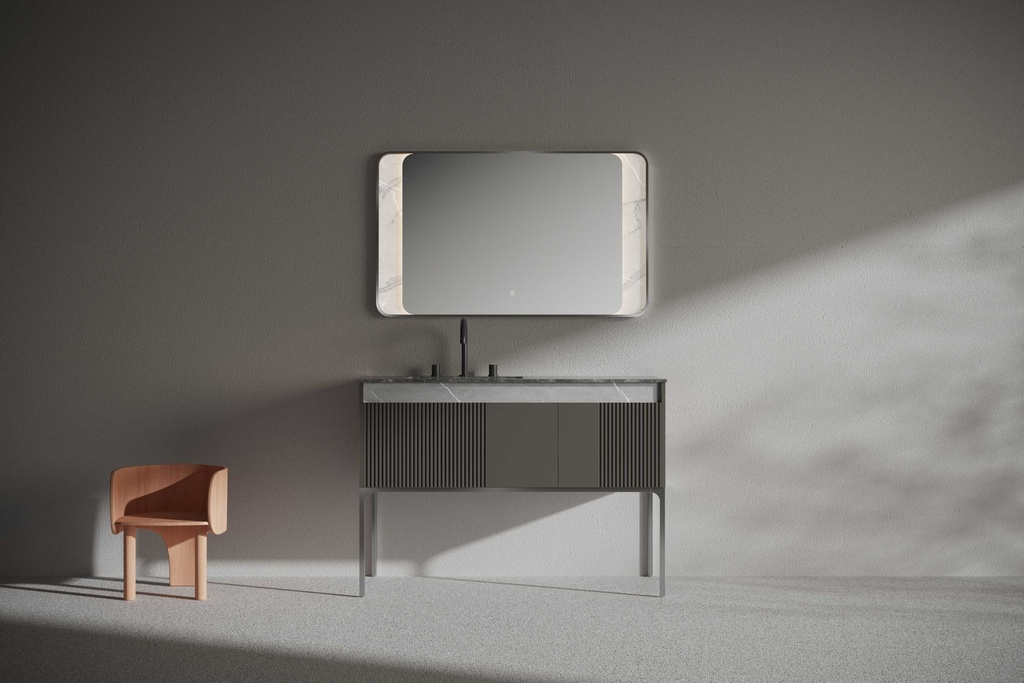 مغسلة دولاب خشب RR2037 PW اسود 53*120 سم مع LED مراية