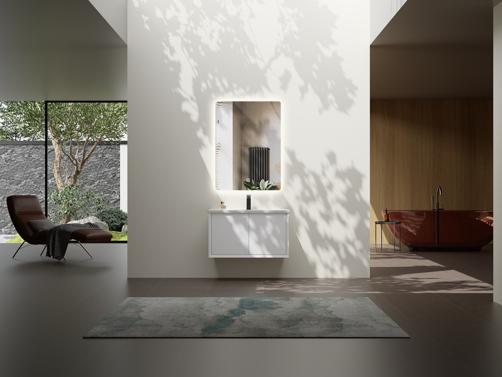 مغسلة خشب OS128 BMF صيني ابيض مطفي حوض سيراميك مقاس 80 سم