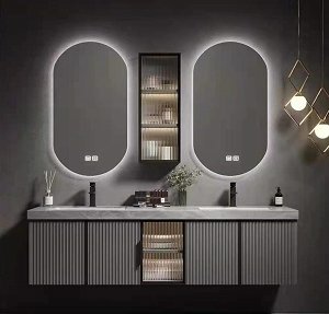 مغسلة ديكور مقاس 140سم  حوضين موديل 1092 لون رمادي